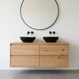 Eiken badkamermeubel zwevend met 4 softclose lades 60cm hoog | Amsterdam