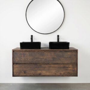 Badmeubel met 2 eiken lades zwevend charcoal | Amsterdam