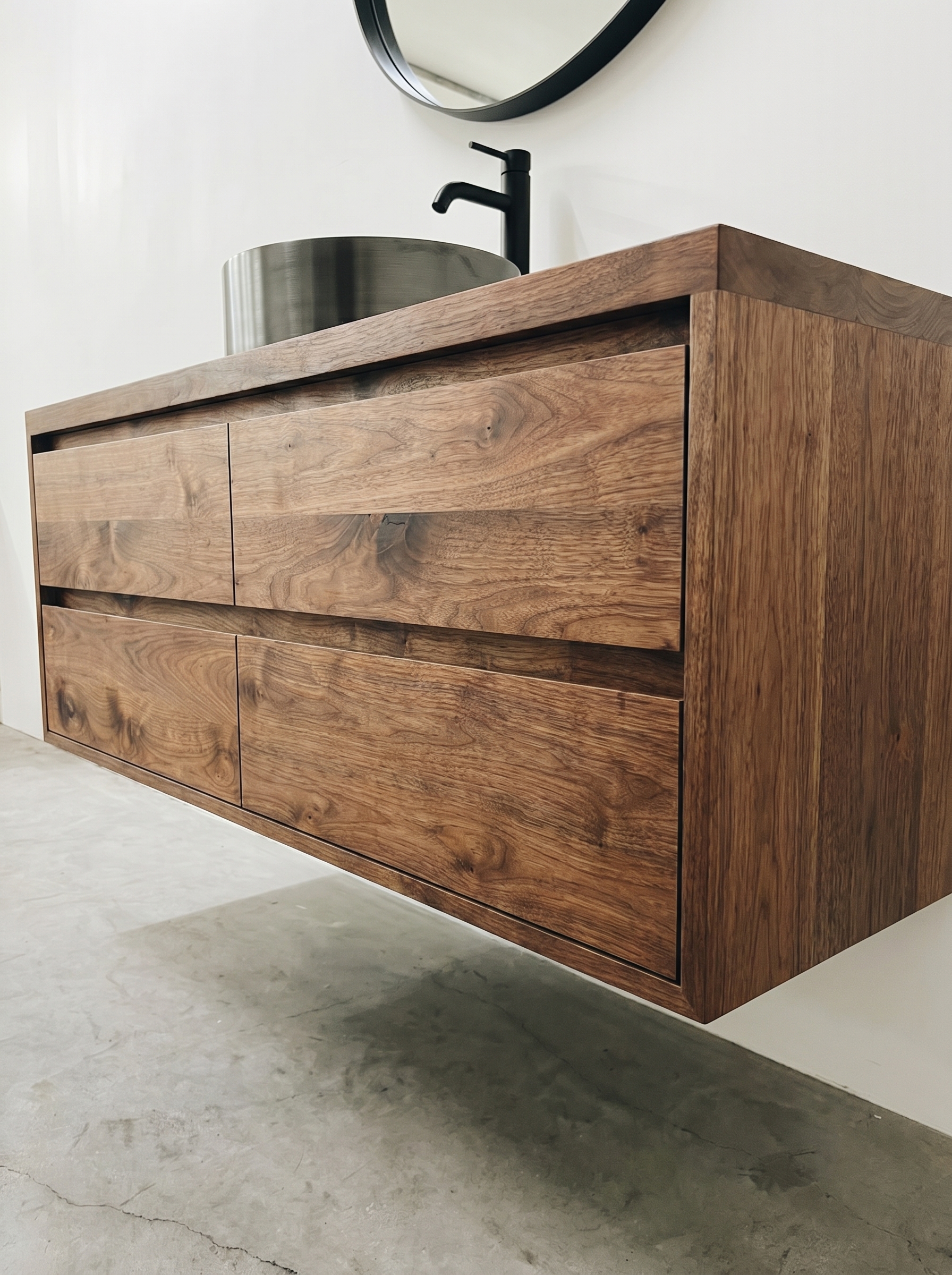 Notenhouten badkamermeubel met 4cm topblad | Amsterdam - Afbeelding 3