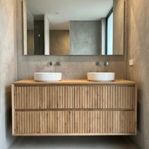 Eiken badkamermeubel met ribbelfront | Bussum