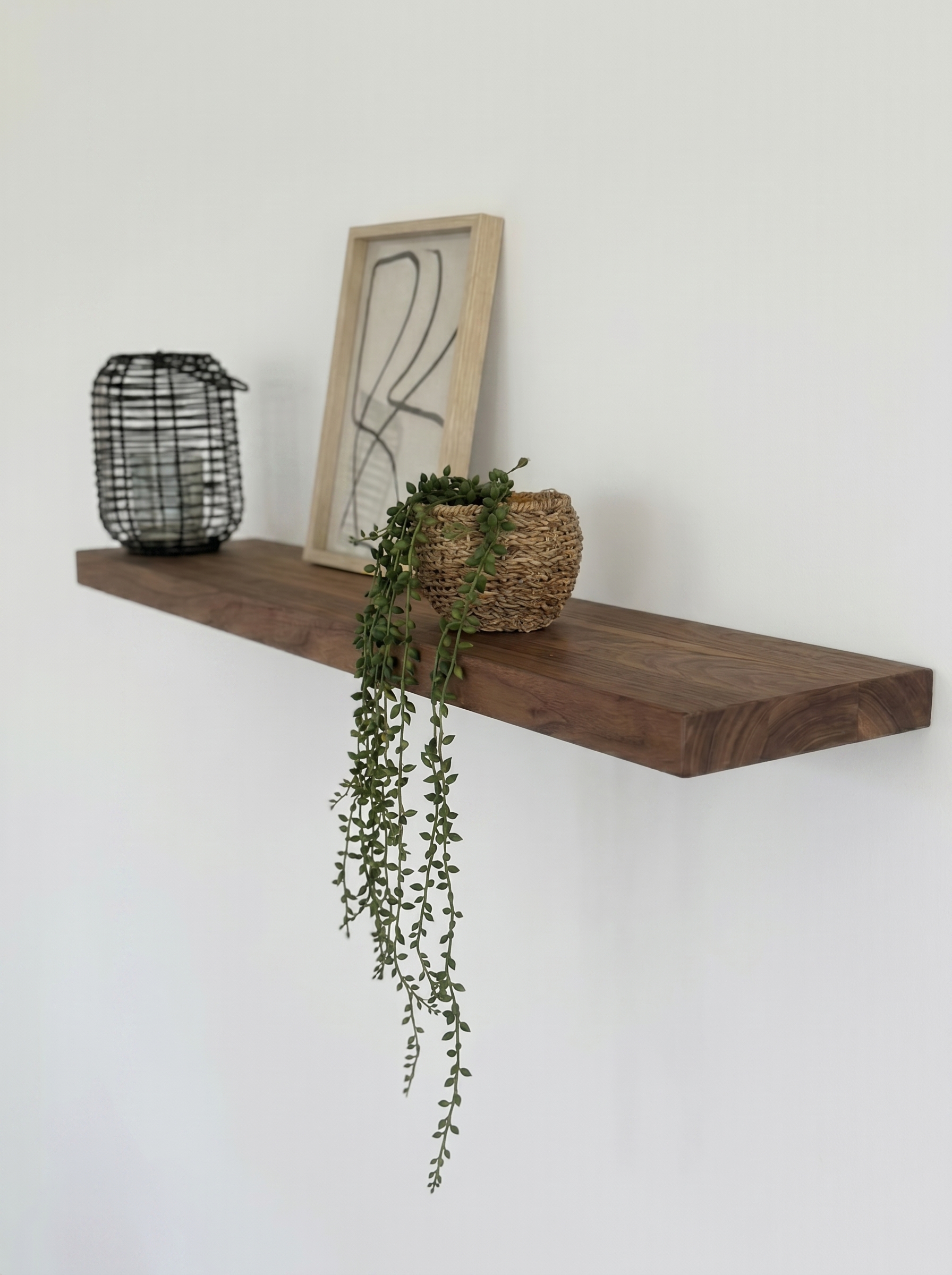 Noten wandplank op maat blinde bevestiging - Afbeelding 2