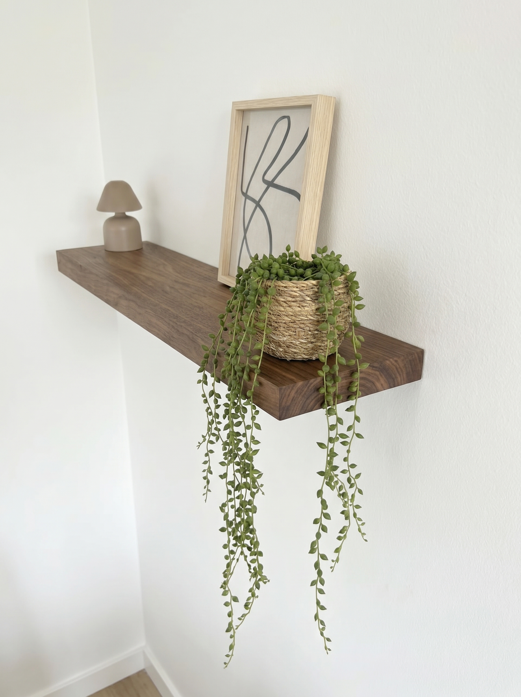 Noten wandplank op maat blinde bevestiging - Afbeelding 6