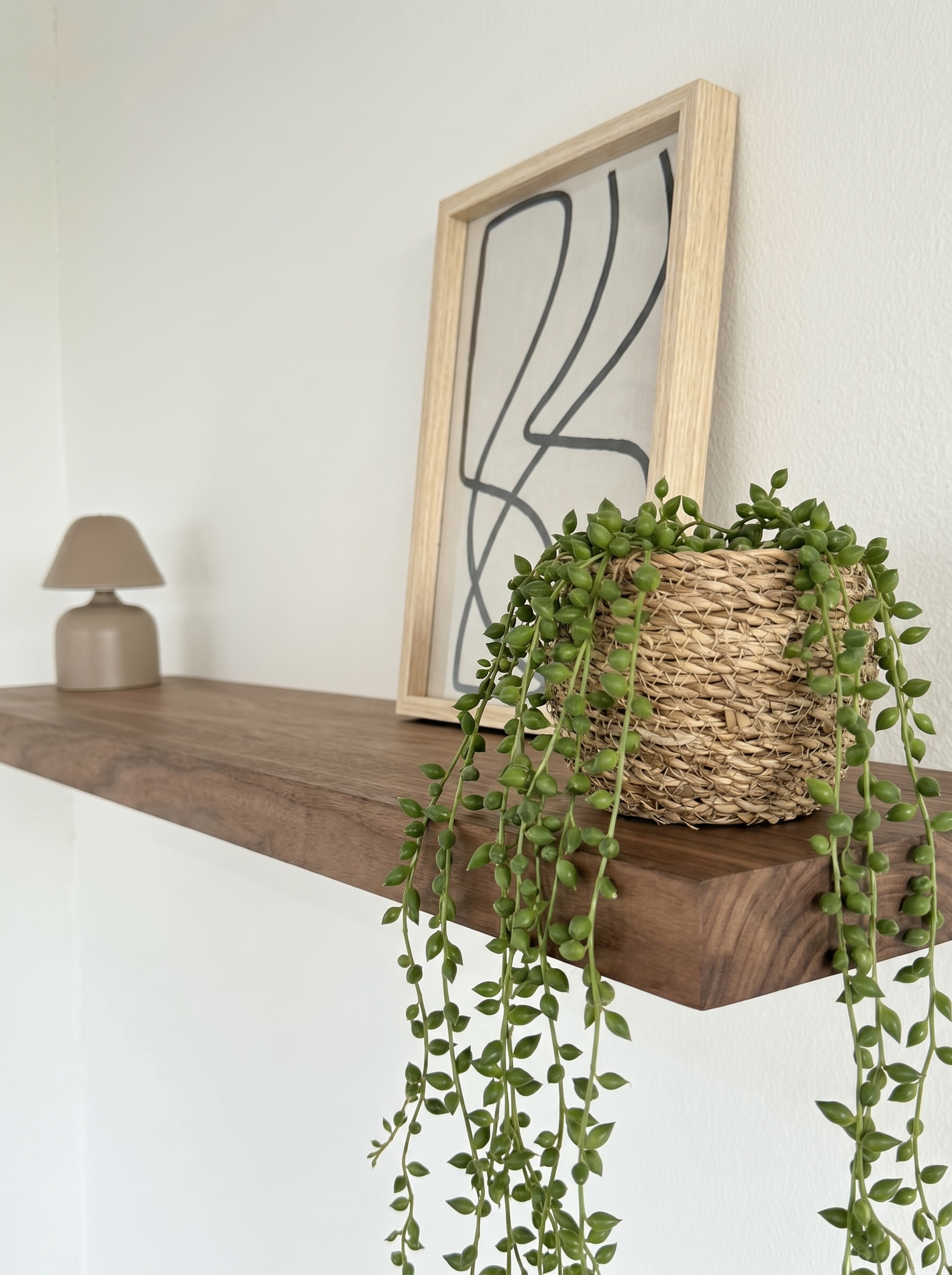 Noten wandplank op maat blinde bevestiging
